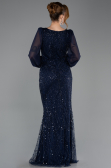 Long Navy Blue Beaded Evening Dress ABU5695