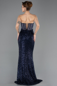 Long Navy Blue Beaded Evening Dress ABU5696