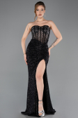 Long Black Beaded Evening Dress ABU5696