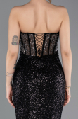 Long Black Beaded Evening Dress ABU5696