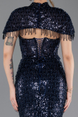 Long Navy Blue Beaded Mermaid Evening Gown ABU5697