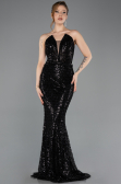 Long Black Beaded Mermaid Evening Gown ABU5697