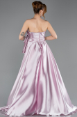 Powder Color Strapless High Slit Long Satin Graduation Prom Dress ABU4774