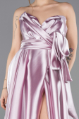 Powder Color Strapless High Slit Long Satin Graduation Prom Dress ABU4774