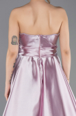 Powder Color Strapless High Slit Long Satin Graduation Prom Dress ABU4774