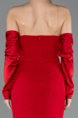 Red Strapless Sleeve Accessories Long Mermaid Prom Dress ABU4398