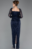 Long Navy Blue Beaded Evening Dress ABU5699