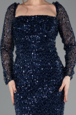 Long Navy Blue Beaded Evening Dress ABU5699