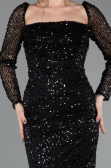 Long Black Beaded Evening Dress ABU5699