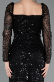 Long Black Beaded Evening Dress ABU5699