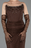 Long Brown Dantelle Evening Dress ABU5717