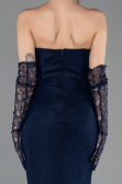 Long Navy Blue Dantelle Evening Dress ABU5717