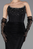 Long Black Dantelle Evening Dress ABU5717