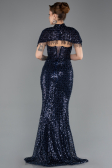 Long Navy Blue Beaded Mermaid Evening Gown ABU5697