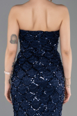 Long Navy Blue Scaly Evening Dress ABU5701