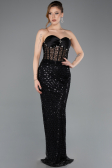 Long Black Scaly Evening Dress ABU5702