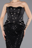 Long Black Scaly Evening Dress ABU5702