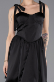 Short Black Satin Prom Gown ABK2536