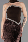 Long Brown Scaly Mermaid Evening Gown ABU5703