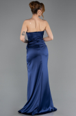 Long Navy Blue Satin Evening Dress ABU5708