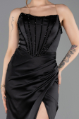 Long Black Satin Evening Dress ABU5708