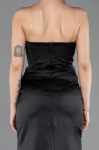 Long Black Satin Evening Dress ABU5708