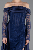 Long Navy Blue Dantelle Evening Dress ABU5723