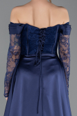 Long Navy Blue Dantelle Evening Dress ABU5723