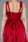 Short Burgundy Satin Prom Gown ABK2536