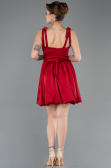 Short Burgundy Satin Prom Gown ABK2536
