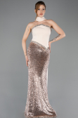 Long Beige Scaly Mermaid Evening Gown ABU5703