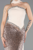 Long Beige Scaly Mermaid Evening Gown ABU5703
