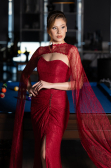 Burgundy Long Dantelle Evening Dress ABU5614