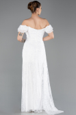 Long White Dantelle Evening Dress ABU5728