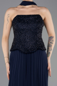 Long Navy Blue Chiffon Evening Dress ABU5715