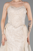 Long Beige Beaded Evening Dress ABU5730
