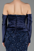 Long Navy Blue Scaly Evening Dress ABU5732