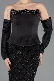Long Black Scaly Evening Dress ABU5732