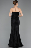 Long Black Dantelle Evening Dress ABU5678