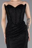 Long Black Dantelle Evening Dress ABU5678