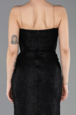 Long Black Dantelle Evening Dress ABU5678