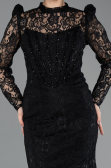 Long Black Dantelle Evening Dress ABU5734