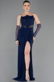 Long Navy Blue Dantelle Evening Dress ABU5736