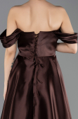 Long Brown Satin Plus Size Evening Gown ABU5726