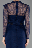 Long Navy Blue Dantelle Evening Dress ABU5736