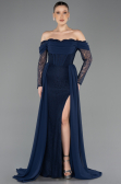 Long Navy Blue Dantelle Evening Dress ABU5727