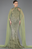 Long Olive Drab Beaded Mermaid Prom Dress ABU5741