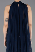 Long Navy Blue Beaded Mermaid Prom Dress ABU5741