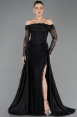 Long Black Dantelle Evening Dress ABU5723
