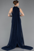 Long Navy Blue Beaded Mermaid Prom Dress ABU5741